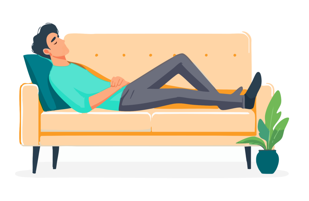 man lying on couch with his eyes closed
