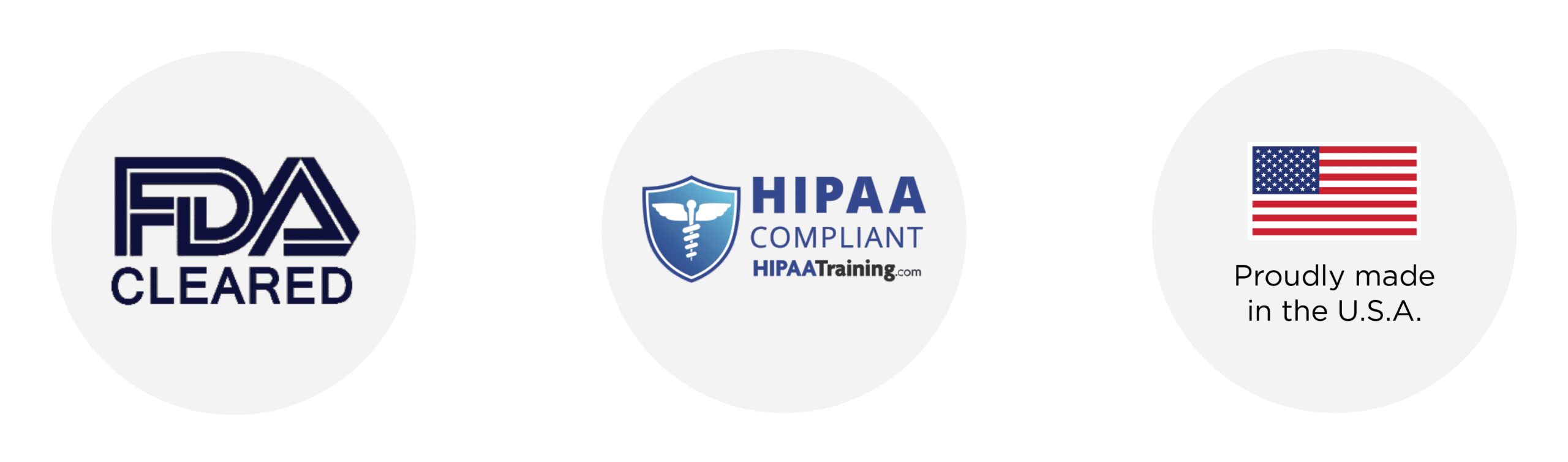 FDA-Cleared, HIPAA-Compliant, and Made in the U.S.A. Banner